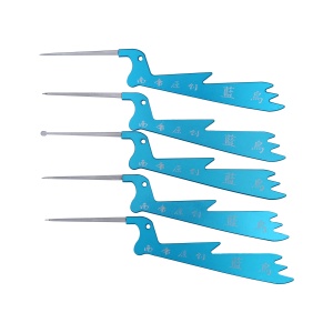 南帝神剑-蓝鸟拨针五件套  航空铝手柄单钩锁匠拨仔工具套装