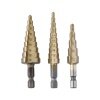 宝塔台阶钻头直槽三件套-小号套装 宝塔形开孔钻头 台阶钻 4-12,3-12,4-20mm