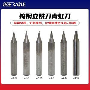 锐正青虹刀 单刃 钨钢立铣刀 钥匙机铣刀 1.0 1.2 1.5mm RAISE