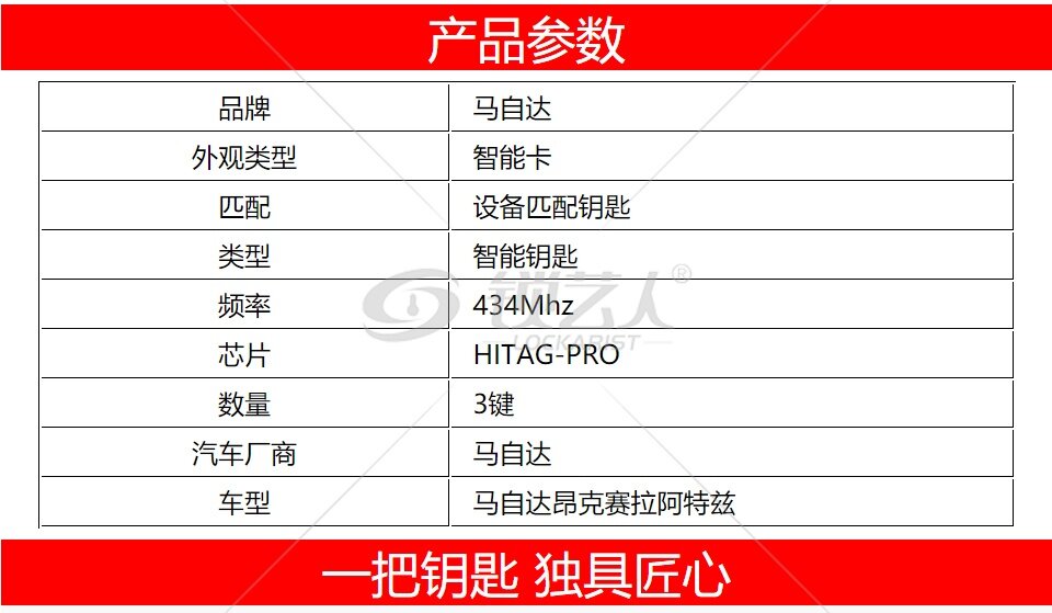马自达昂克赛拉特瑞兹智能卡(国产)-3键-434MHz-HITAG-PRO芯片 昂克赛拉智能卡 特瑞兹智能卡