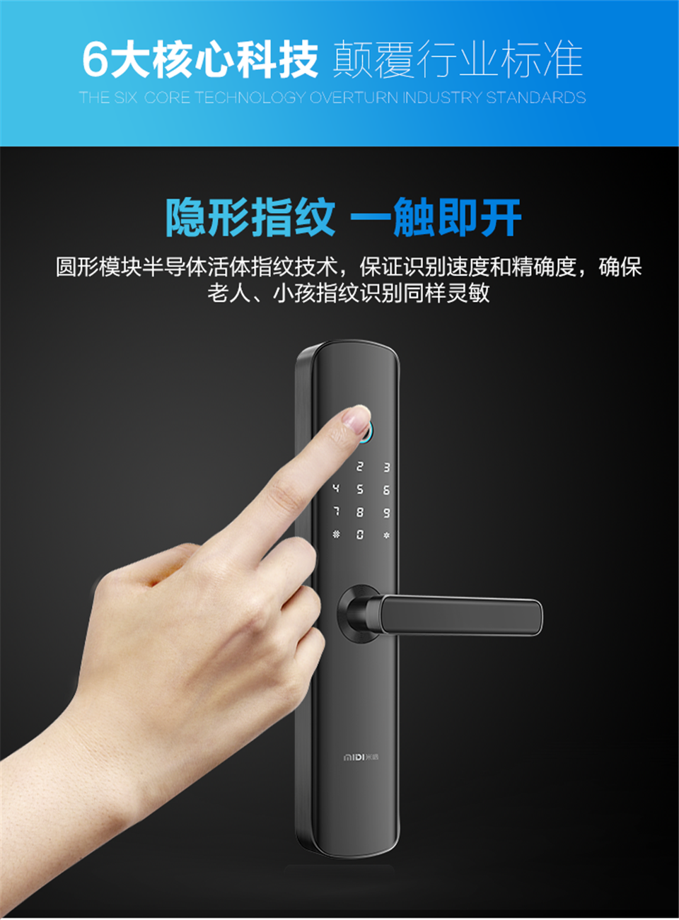 六合一半导体智能锁-550L 指纹锁家用智能锁防盗门锁密码锁电子锁大门锁刷卡磁锁门禁锁