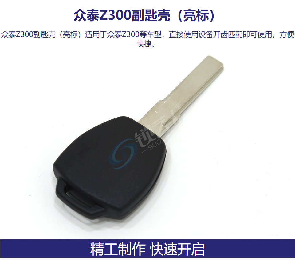 众泰Z300副匙壳 （亮标） 带芯片槽